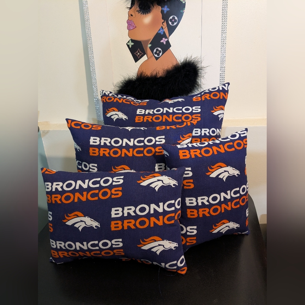 Purse Pillows SET Of Four Handmade Denver Broncos 🏈🏈🏈 Decorative Design